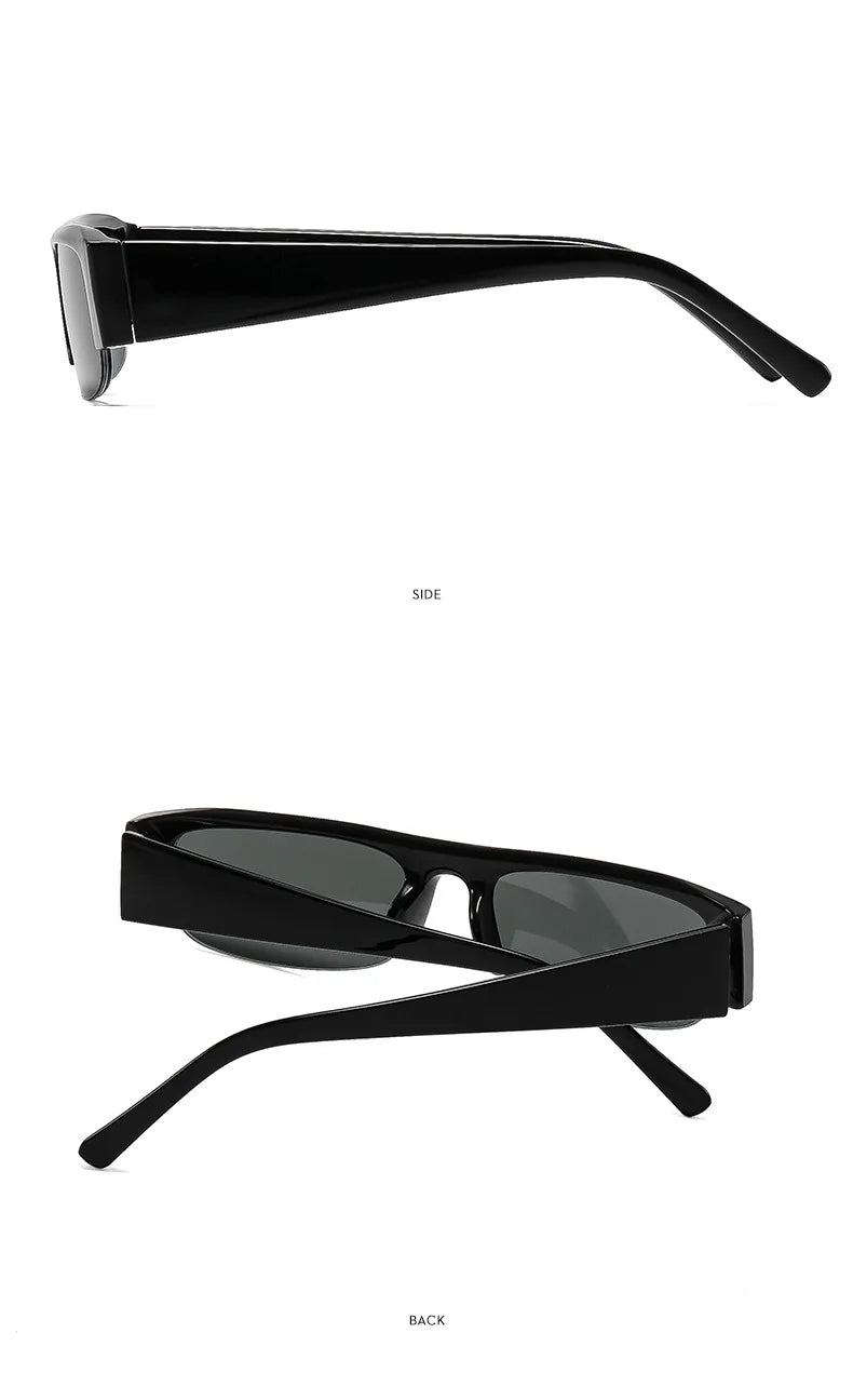 Vintage-Sonnenbrille mit kleinem, rechteckigem Halbrahmen in Schwarz, Leopardenmuster und Farbverlauf – trendige Damen-Sonnenbrille zum Autofahren