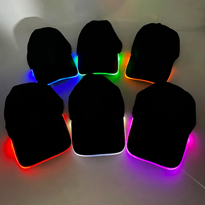 Fashion Glowing Baseball Cap LED Light Up Hip Hop Hat Bar Club Props Fluorescent Hat Men Women DJ Dance Supplies Costume