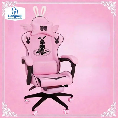 Pink Gaming Chair High-quality Girls Cartoon Home Live Gamer Chair Comfortable Swivel Adjustable Office Computer Furniture