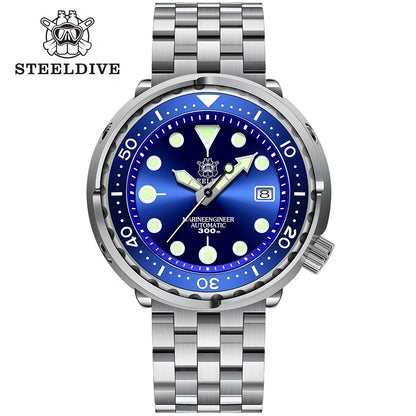 STEELDIVE SD1975 Mens Automatic Watches Men Dive Watch 300m Waterproof Mechanical Wristwatch C3 Luminous Clock Sapphire Mirror