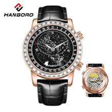 Orologio meccanico da uomo HANBORO – Movimento automatico, sveglia, suoneria oraria, impermeabile fino a 100 m, vetro zaffiro, cassa in acciaio, stile elegante e unico.