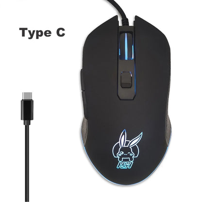 USB-C Wired Gaming Mouse with RGB Backlight, 2400 DPI Silent Computer Mouse for Type-C Laptop, Ergonomic USB-C Gaming Mouse for PC & Notebook
