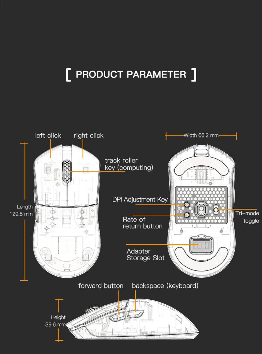 Darmoshark M3Pro Gaming Mouse 2.4G BT Wireless Tri-Mode PAW3395 Sensor N52840 26000DPI Big Hand Macro Driver Mouse For Gaming