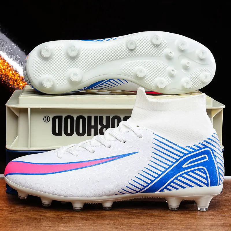 High Top Football Boots Men's Large Size 47 Training Sports AG Long Nail TF Broken Nail Ball Shoes Net Lining Rubber Outsole