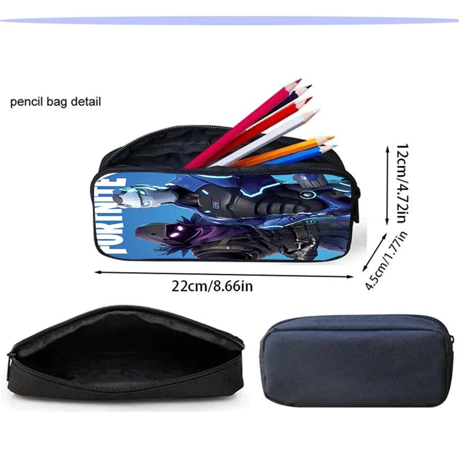Fortnite 3-piece cartoon set, unisex, includes: Backpack, Crossbody bag, And pencil case  Lightweight and large capacity