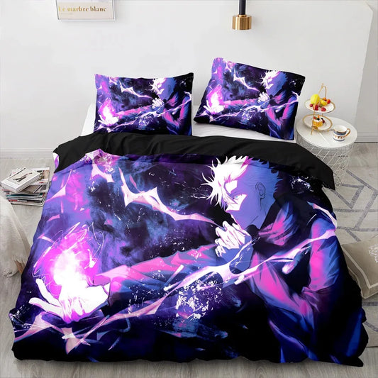 Anime Jujutsu Kaisen Satoru Gojo Bedding Set Boys Girls Twin Queen Size Duvet Cover Pillowcase Bed Kids Adult Home Textile