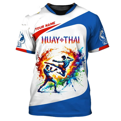 Cool New Muay Thai Graphic T-shirt For Men 3d Print Tiger Dragon Graphic Personality Custom Name T Shirt Summer Gym Fitness Tee