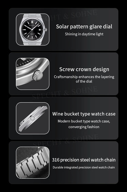 2025 New Arrivals Specht&Sohne Mens Watches Stainless Steel Sapphire Classic Quartz Men Watch Relogio Masculino 100M Waterproof