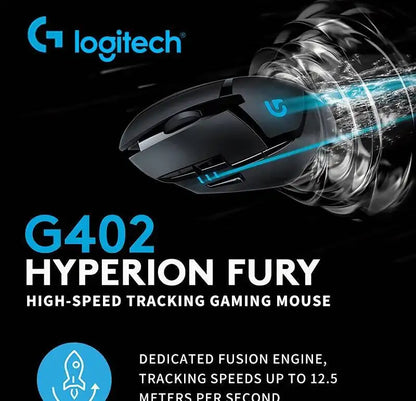 Logitech G402 Wired Gaming Mouse 32-Bit ARM Processor 8 Buttons 500 IPS Anti-Slip for All-Day Gaming and Work Sessions