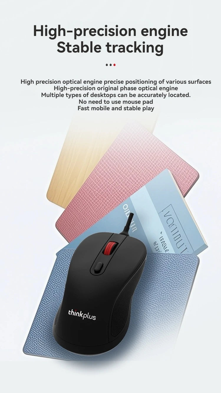 Original Lenovo Wired Mouse M10Pro USB Interface Driver-Free Gaming Office Simple Optical 6-Button Notebook Desktop Computer