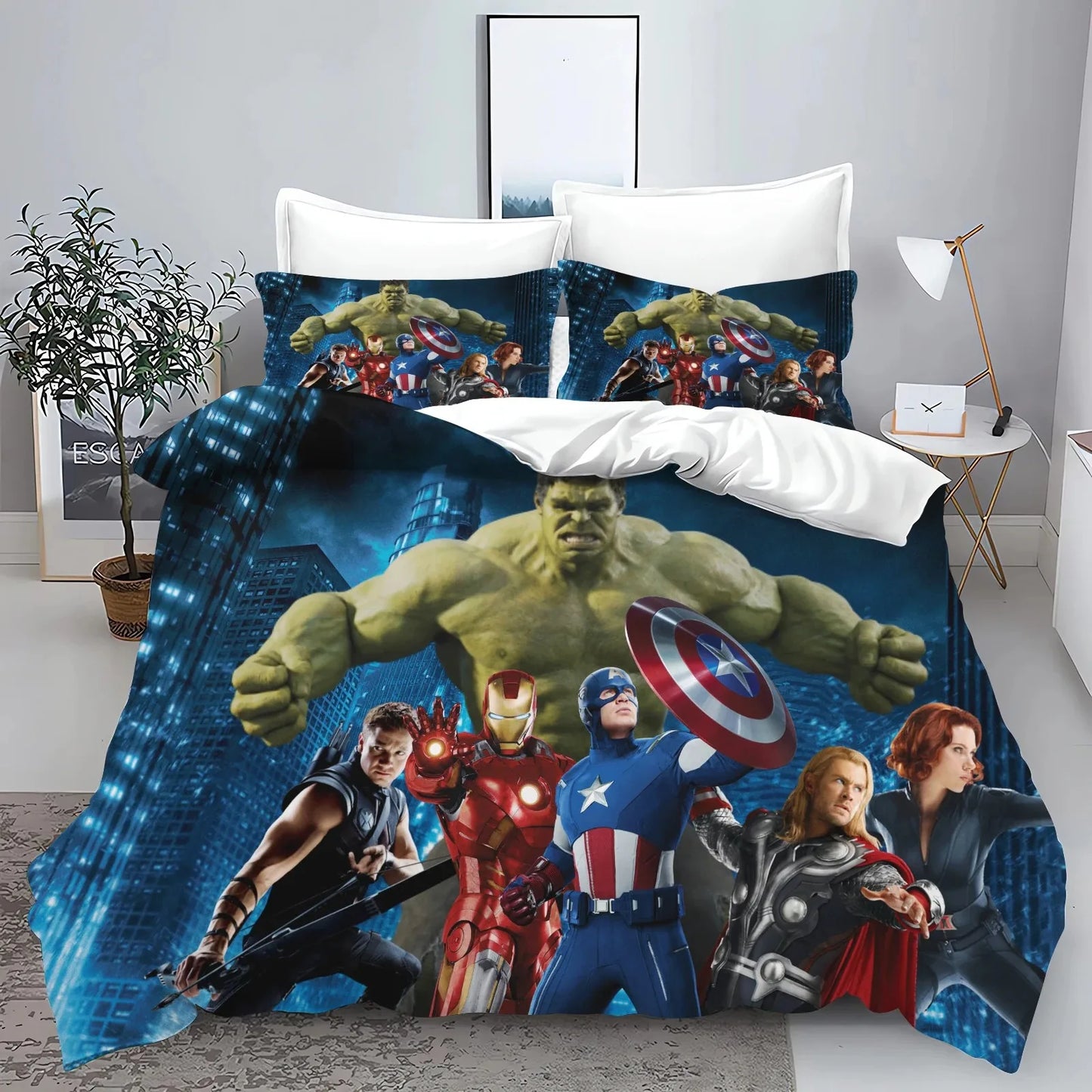 The Avengers helden-dekbedovertrek met kussensloop, beddengoedset voor volwassenen, jongens en meisjes, slaapkamerdecoratie voor kinderen, eenpersoons, tweepersoons, groot formaat