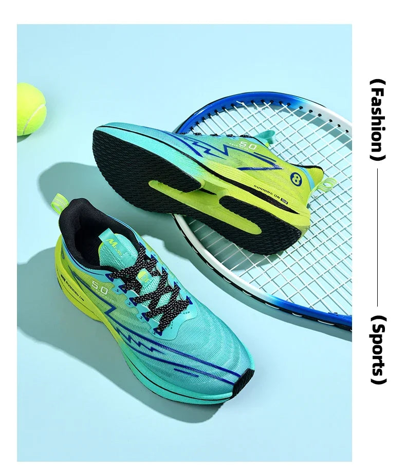Herren-Sportschuhe – professionelle, gedämpfte Laufschuhe mit Carbonplatte, atmungsaktive Schnür-Sneaker für Freizeit, Marathon und Training