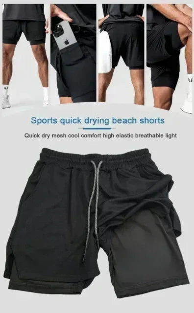 Dragon Ball Anime GOKU Peripheral Printed Double-layer Shorts, American Sporty Summer Men's Loose and Breathable Pants