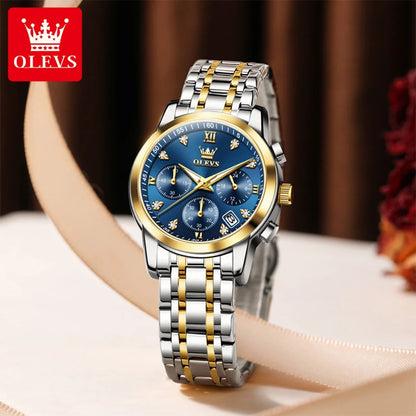 Orologio da donna OLEVS, marchio di lusso, al quarzo, impermeabile, luminescente, con datario, cronografo, bracciale, orologio elegante con diamanti.