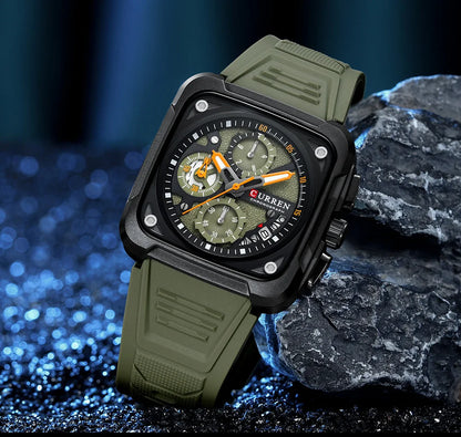 Montres pour homme CURREN : montre-bracelet de luxe à quartz, carrée, originale, étanche et luminescente, chronographe pour homme, Relogio