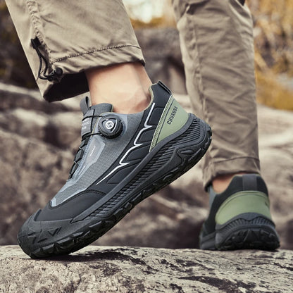 Rotary Buckle Men's Trekking Sneakers Outdoor Platform Hiking Shoes Men Sports Shoes Comfortable Non-slip Climbing Walking Shoes