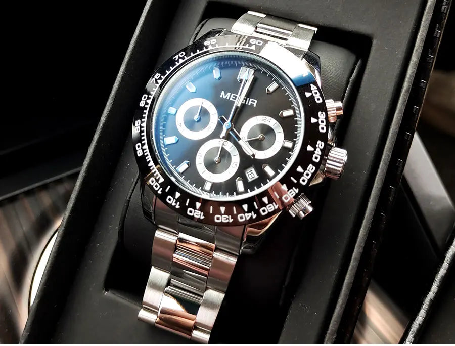 Orologio da uomo MEGIR, marchio di lusso, orologio sportivo al quarzo, bracciale in acciaio inossidabile, impermeabile, cronografo, orologio da polso