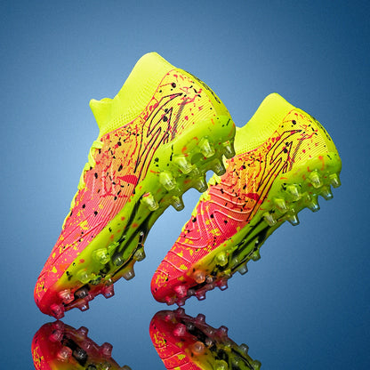 Chaussures de football pour hommes, modèle AG FG, tige en maille ultra-légère, soutien stable de la voûte plantaire, idéales pour les entraînements prolongés sur terrain de gazon extérieur.