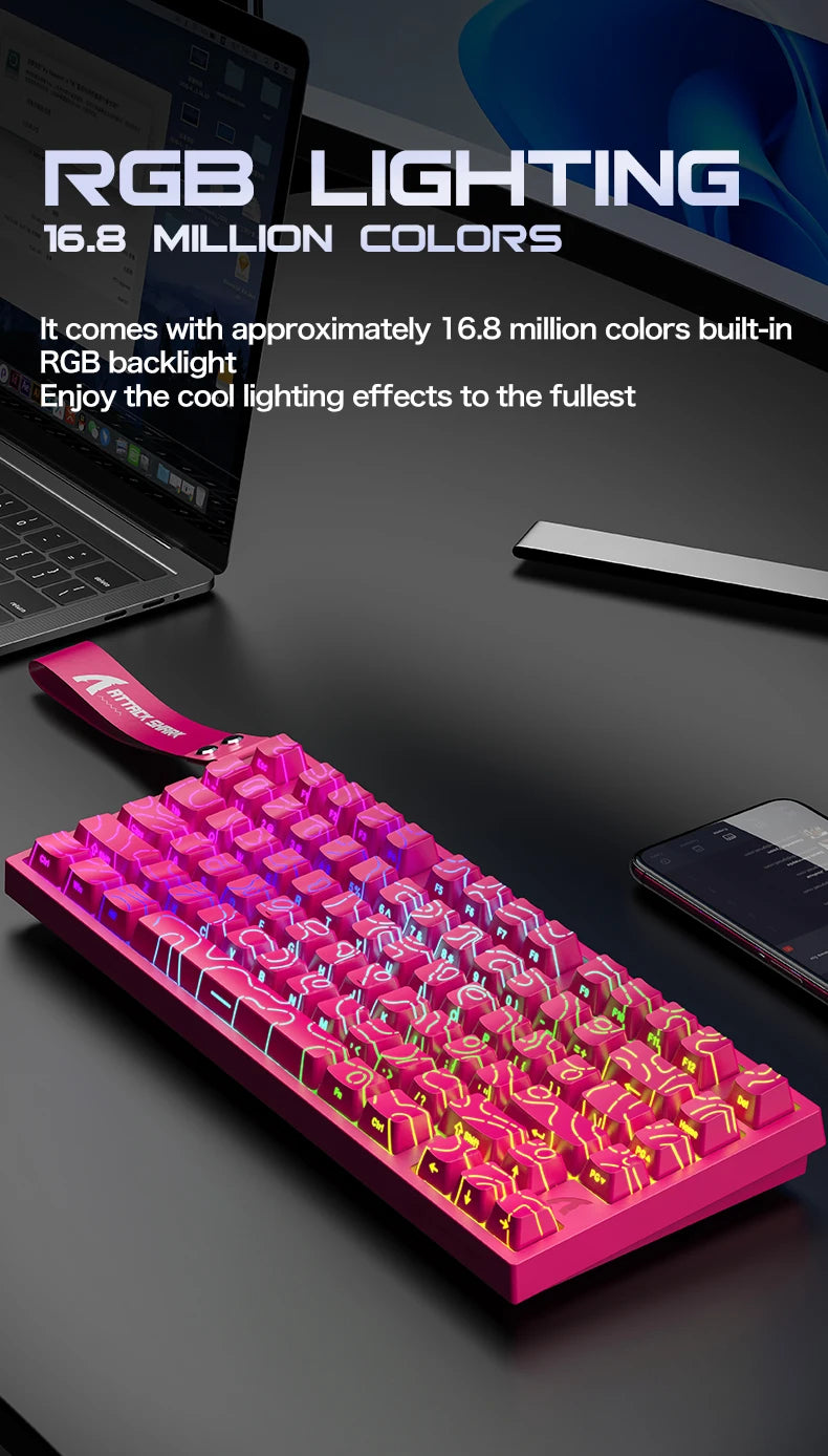 ATTACK SHARK R82HE Gaming Keyboard Magnetic 75% Wired 8000Hz Rapid Trigger ProGamer Keyboard,0.005mm RT Accuracy,0.08ms Latency