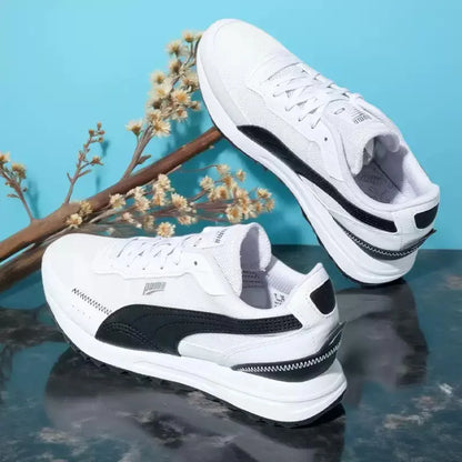 PUMA Baskets de course décontractées rétro légères en maille respirante blanches et noires antidérapantes 397432-05