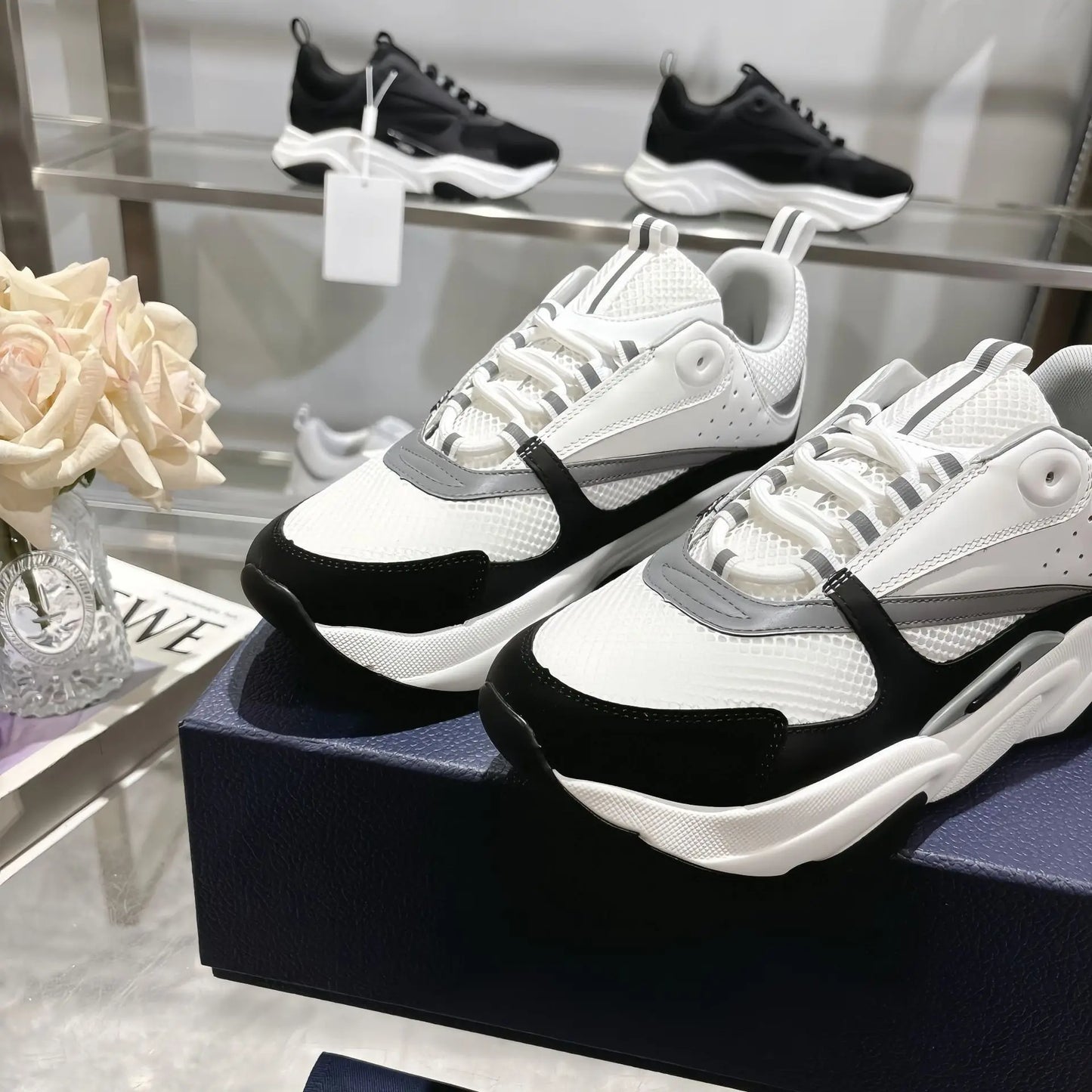 Men's Sport Shoes High Version B22 Cowhide Lightweight Breathable Mesh Contrast Color Laces Reflective Comfortable Unisex