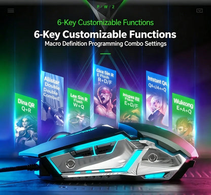 RGB Dual-Mode Wired Mouse 2.4G Wireless Mouse Gaming Mouse Rechargeable Silent Mouse 3600 DPI Adjustable Mouse Mice for Laptop