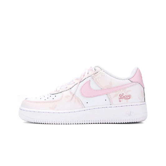 Custom Sneakers Nike Air Force 1 Low Heartbeat Reflection Deconstructed Gradient Sneakers with Ribbon Embossed Details for Women