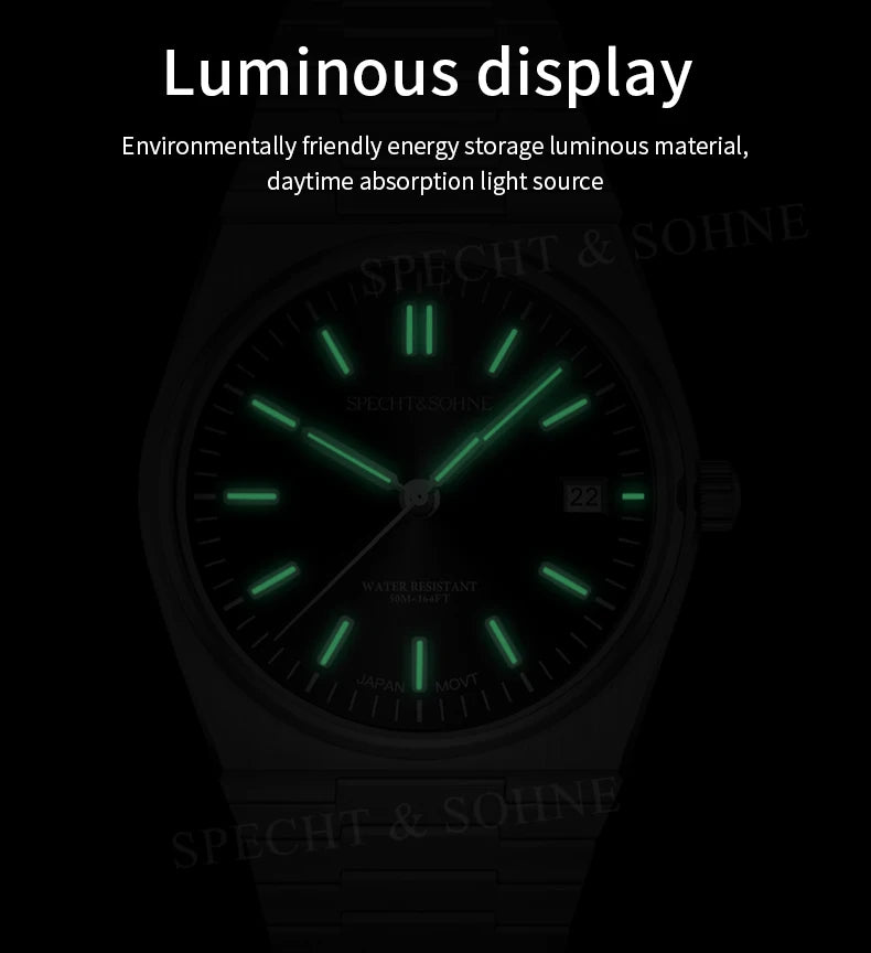 2025 New Arrivals Specht&Sohne Mens Watches Stainless Steel Sapphire Classic Quartz Men Watch Relogio Masculino 100M Waterproof