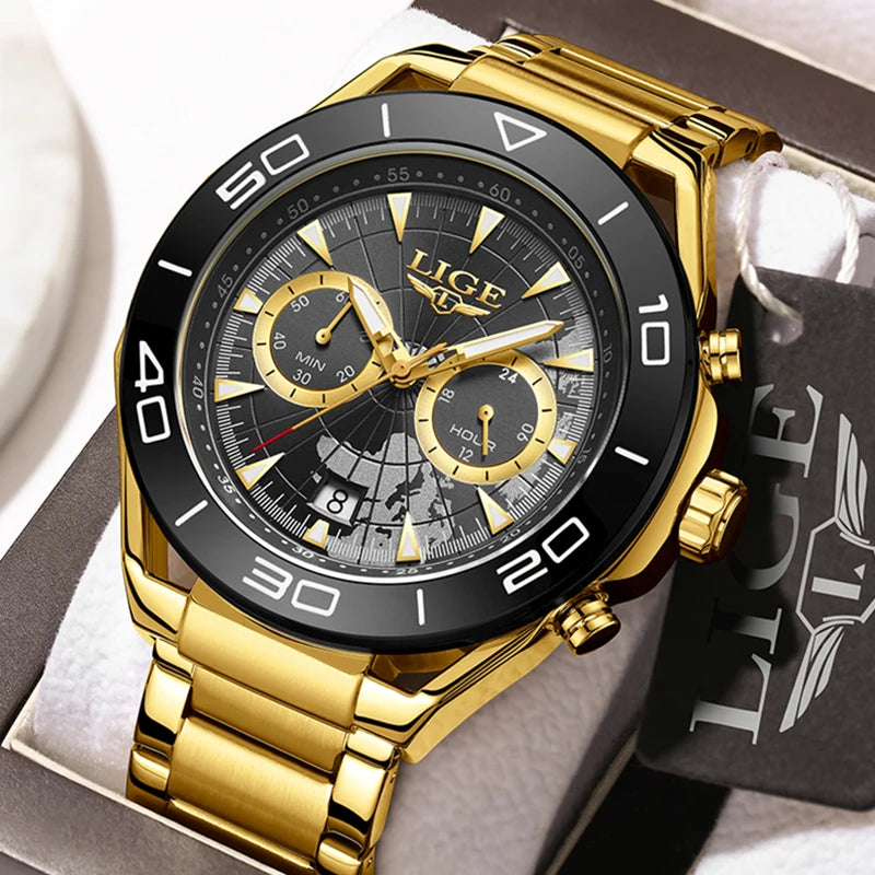 LIGE Luxusuhren für Herren, Freizeit- und Business-Uhren, Herrenmode, wasserdichte Militär-Quarzarmbanduhren für Herren, Montre Homme