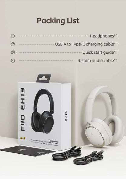FiiO EH13 Wireless Noise Cancelling Headphones,Hybrid ANC Bluetooth Over-Ear Headphones, 45H Playtime,Headphones for Travel/Game