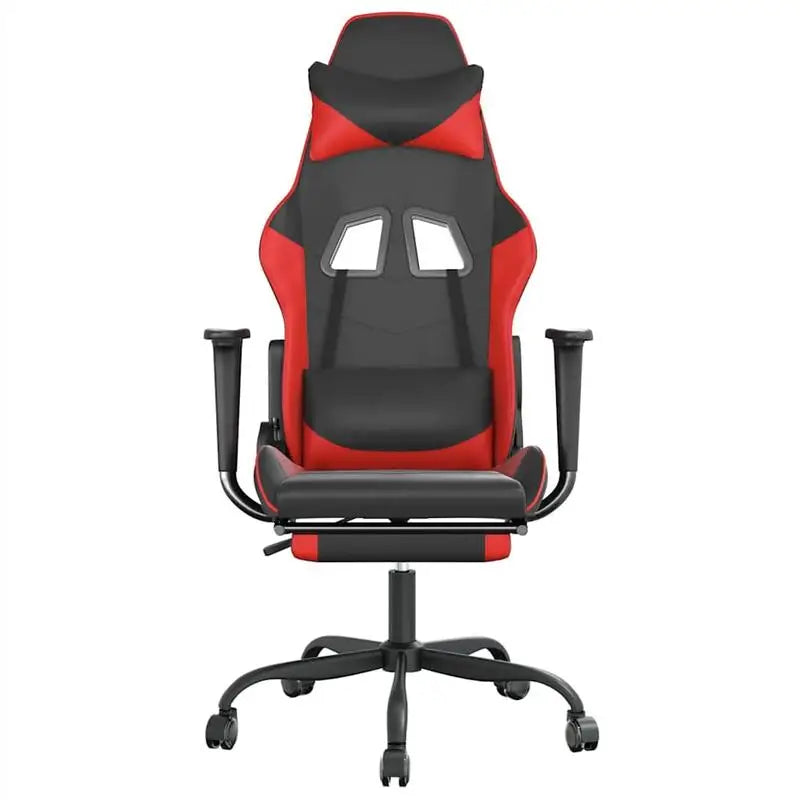 Massage Gaming Chair with Footrest Black and Red 66X56X120,5-131 cm in Imitation Leather, Reclining 360 Swivel Chair ° Maximum 110 kg