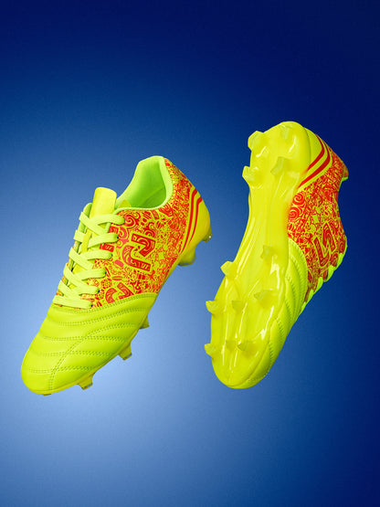Chaussures de football AG/FG pour l'extérieur, tige respirante en PU, crampons longs en TPU stables, pour hommes et femmes, bottes d'entraînement de football sur gazon