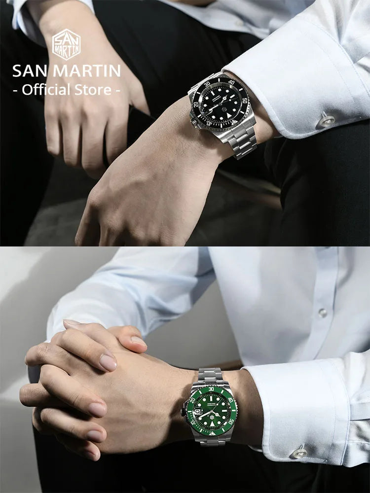 San Martin New 40mm Water Ghost Diver Watch Men Luxury NH35 PT5000 Automatic Mechanical Watch Sapphire Waterproof 200m SN0017