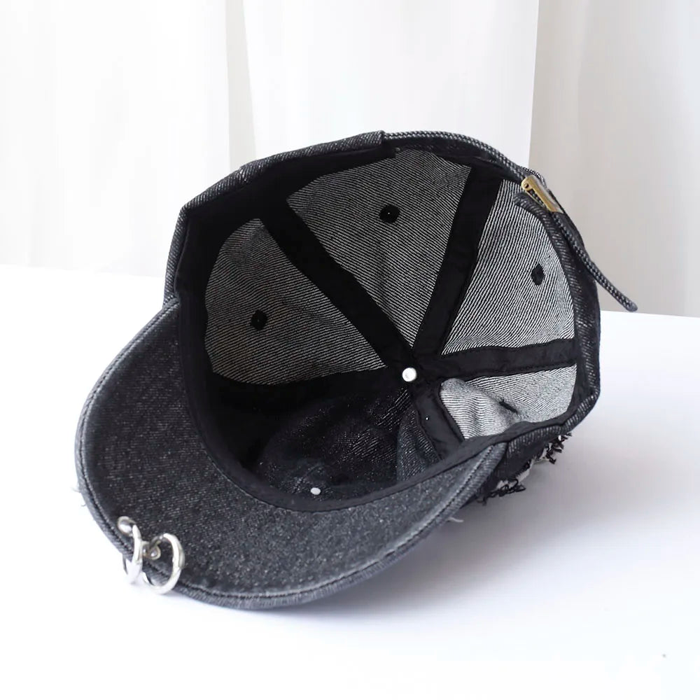 NEW y2k Hot Girl Graffiti Jeans Rabbit Ears Cowboy Baseball Hat Wash Graffiti Hip Hop Cap Women Men Party Team Baseball Cap