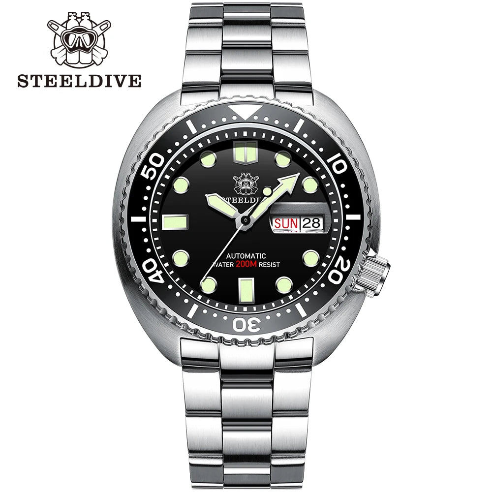 STEELDIVE Brand Classic Design SD1972 45mm Case Ceramic Bezel Sapphire Glass NH36 Automatic Movement Day and Date Sports Watches