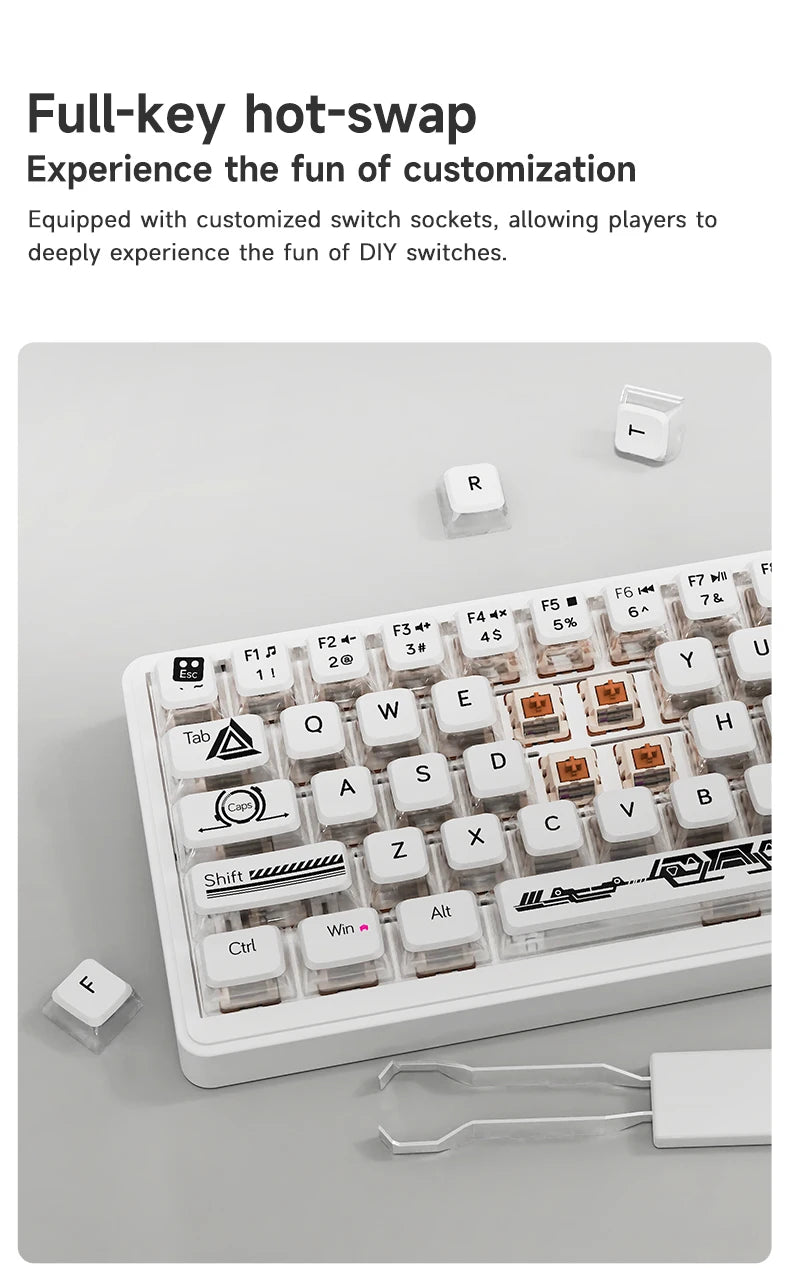 AJAZZ AK690 65% Mechanical Keyboard Full-key Hot-swap Wired USB Plug And Play Mixed Light 68 Keys Gaming Keyboard For Laptop PC