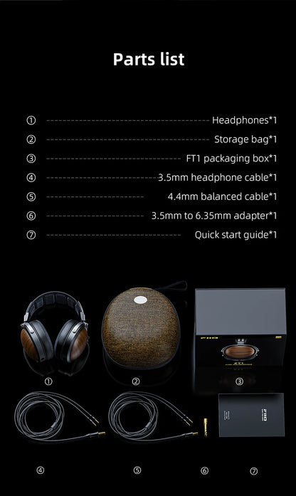 FiiO FT1 Headphones Professional Monitor North American Walnut HIFI Music Wired Headset Shanling