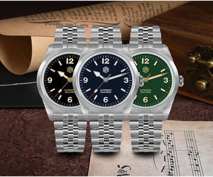 San Martin 38mm Men Sport Watch Fashion Luxury Explore Climbing Automatic Mechanical Sapphire Waterproof 5 Links Bracelet BGW-9