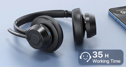 Bluetooth Headset, Wireless Bluetooth V5.4 Headphones with Microphone, Noise Canceling Mic Multipoint Connect Wireless Headset
