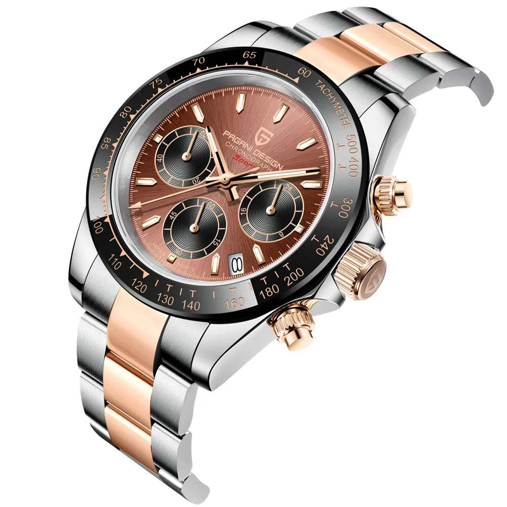 Orologio cronografo da uomo PAGANI DESIGN – Orologio da polso al quarzo di lusso, luminescente e impermeabile.