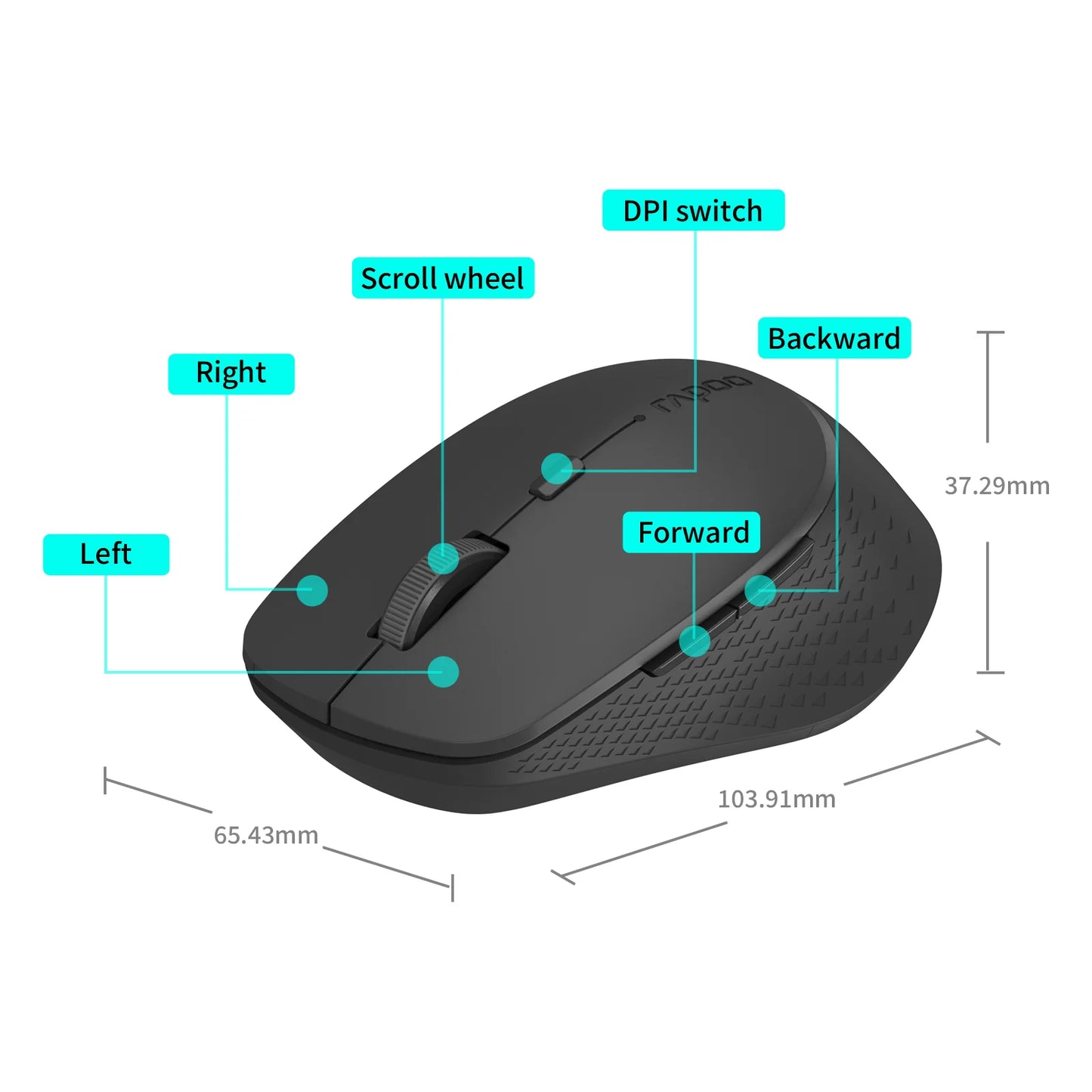Rapoo M300G Multi-Mode 2.4G Wireless and Bluetooth 4.0/5.0 Wireless Mouse 2400DPI Ergonomic Silent Mouse for Computer PC Laptop