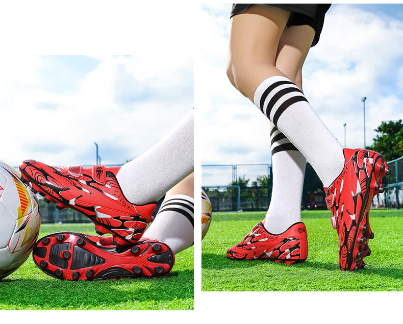 Zapatillas de fútbol infantiles para colegio, botas de fútbol profesionales con tacos para césped, calzado deportivo de entrenamiento para niños, botas de futsal y fútbol outdoor 28-38