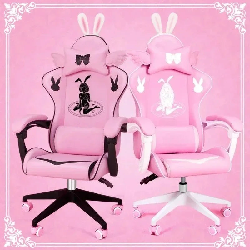 Pink Gaming Chair High-quality Girls Cartoon Home Live Gamer Chair Comfortable Swivel Adjustable Office Computer Furniture