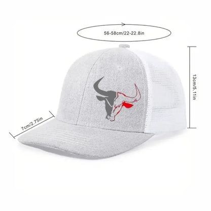 2026 New Casual Bull Head Print Summer Baseball Cap Breathable Hip Hop Sports Visor Mesh Adjustable Sun Hats Men Women