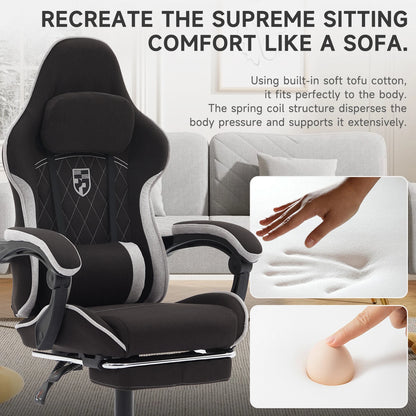 Gaming Chair with Footrest Gamer Chairs Ergonomic with Lumbar Cushion Headrest Gaming Chair Height Adjustable Computer Chair