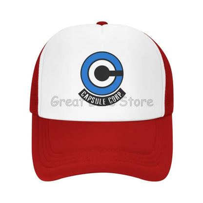 Capsule Corp Mesh Baseball Caps Unisex Hip-Hop Trucker Hat Anime DBZ Dad Hat Adjustable Racing Cap Summer Trucker Snapback Hats