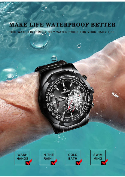 Montres-bracelets à quartz BINBOND Original pour homme : montres de luxe luminescentes, étanches, à date automatique, en acier inoxydable. Livraison gratuite.