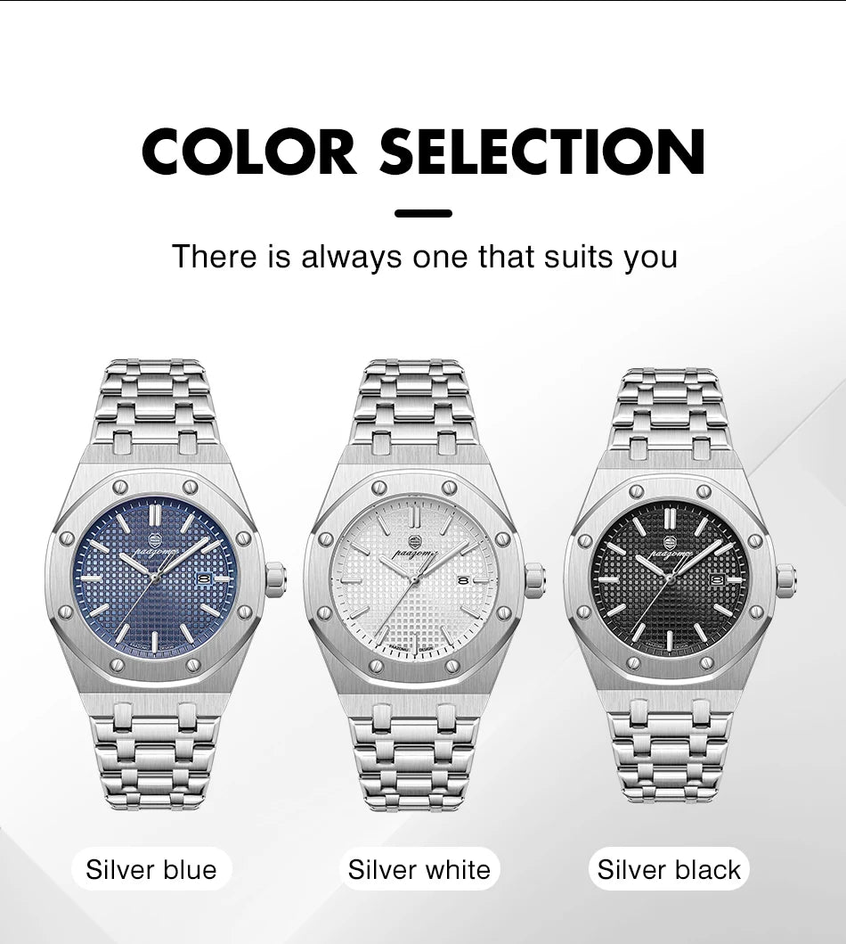 Montre à quartz carrée de luxe PAAZOMU pour homme, étanche, avec date luminescente, montre pour homme en acier inoxydable, montres d'affaires pour homme