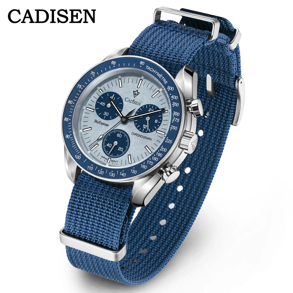 CADISEN Neue Herrenuhren Luxuriöse Quarz-Armbanduhr für Herren Saphirglas mit AR-Beschichtung Canvas VK68 Speed Chronograph Automatik