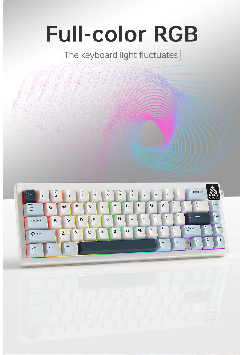 New AJAZZ AK650 Wireless Mechanical Keyboard Bluetooth Triple Mode Customized Game Gasket with Screen Gaming Wired Gift